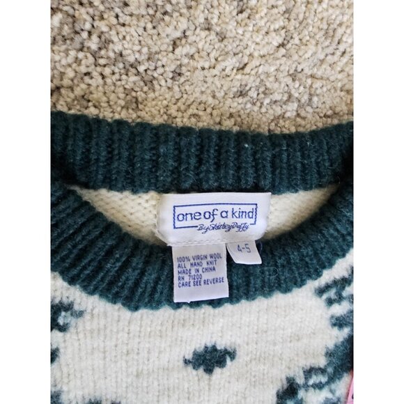 One Of A Kind By Shirley Duffy VTG Handmade Kids Sweater Size 4-5 Virgin Wool - Picture 4 of 5